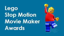 Lego Stop Motion Movie Maker Awards poster featuring a lego man.