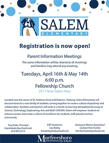 Registration and Parent Meeting Flyer