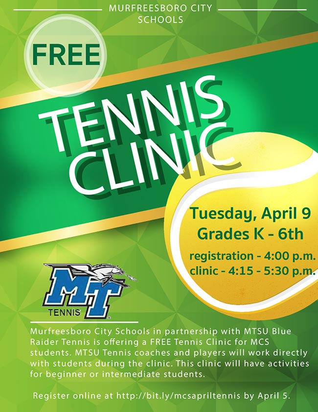 2019 Free Tennis Clinic Flyer