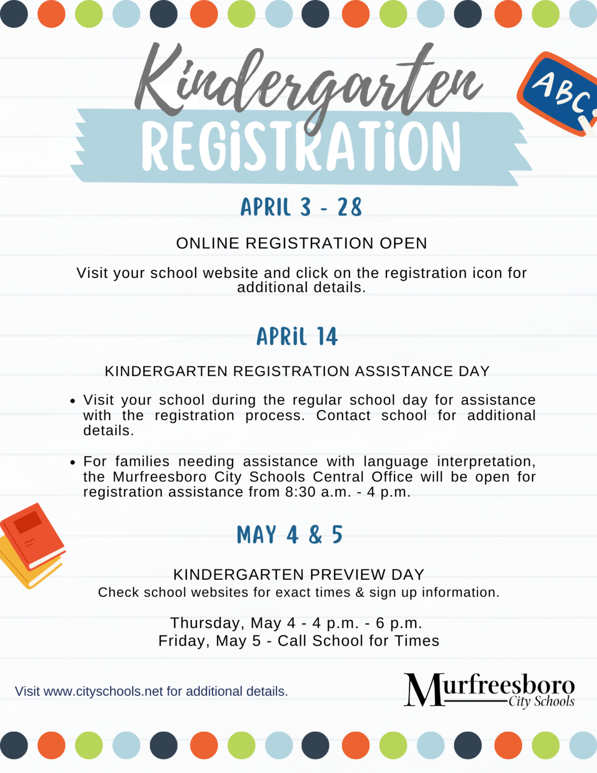 Kindergarten Registration 2023-24 - Murfreesboro City Schools