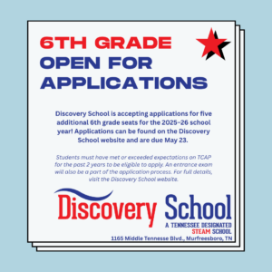 6th Grade Open for Applications